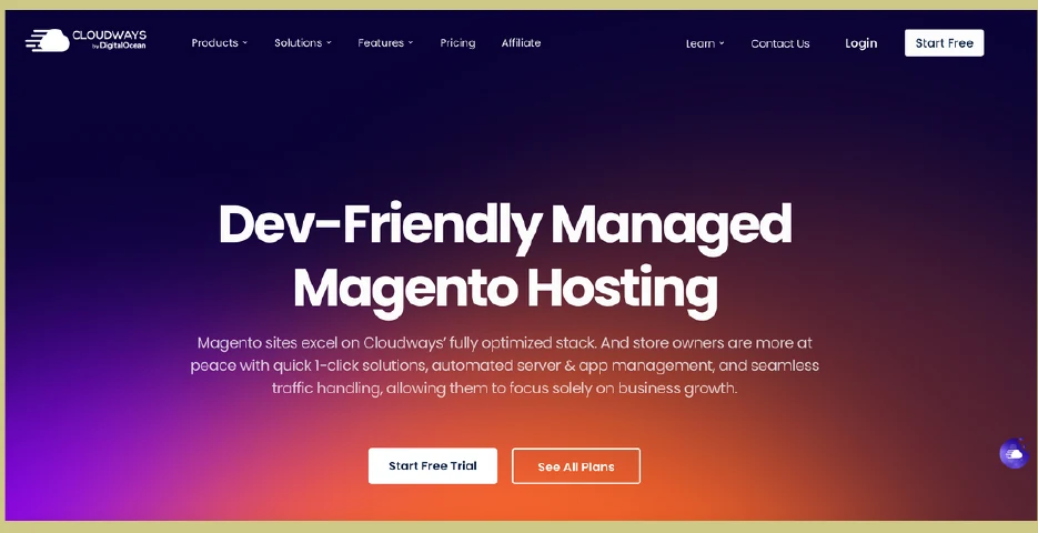 New Cloudways Magento hosting landing page design